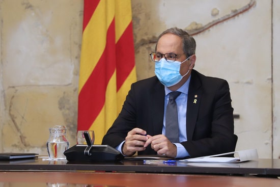 Catalan president Quim Torra at a cabinet meeting on September 1, 2020 (by Rubén Moreno/Presidència)